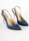 Makon Saten Stiletto Ayakkabı 11 Cm Lacivert