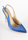 Makon Saten Stiletto Ayakkabı Sax 11 Cm Mavi