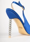 Makon Saten Stiletto Ayakkabı Sax 11 Cm Mavi