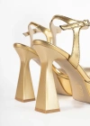 Tylon Metalik Platform Kadeh Topuklu Ayakkabı 13 Cm Dore