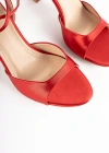 Xilon Saten Kadeh Topuklu Ayakkabı 9 Cm Kırmızı