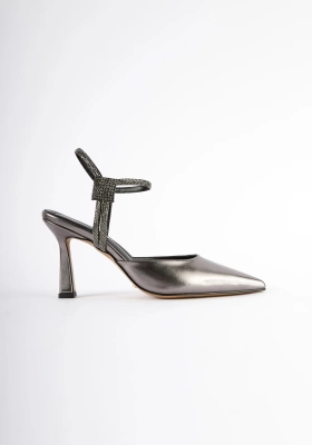 Lenix Saten Stiletto Ayakkabı 9 Cm Antrasit