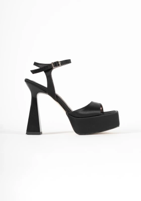Vylor Shine Platform Kadeh Topuklu Ayakkabı 13 Cm Siyah Saten