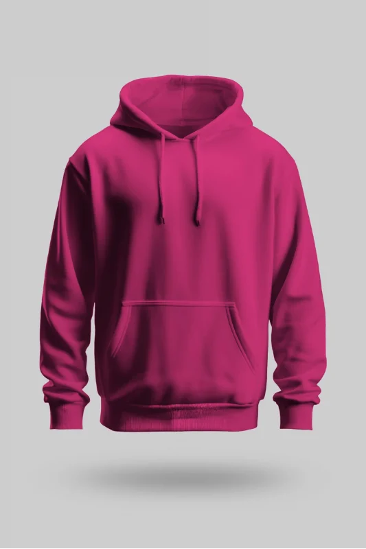 Fuşya 2 İplik İnce Kumaş Unisex Kapşonlu Sweatshirt