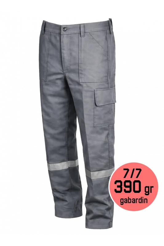 Gri Reflektörlü 7/7 Kışlık Kalın Gabardin Pantolon