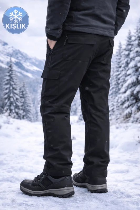 Siyah Softshell Kışlık İş Pantolonu – Su İtici ve Rüzgar Geçirmez