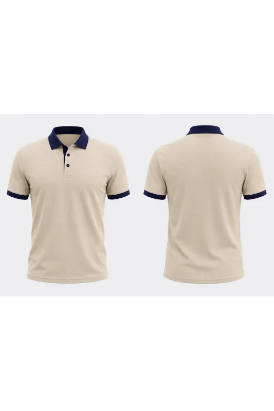 BejPolo Yaka T-Shirt Kol Ucu ve yaka  Lacivert