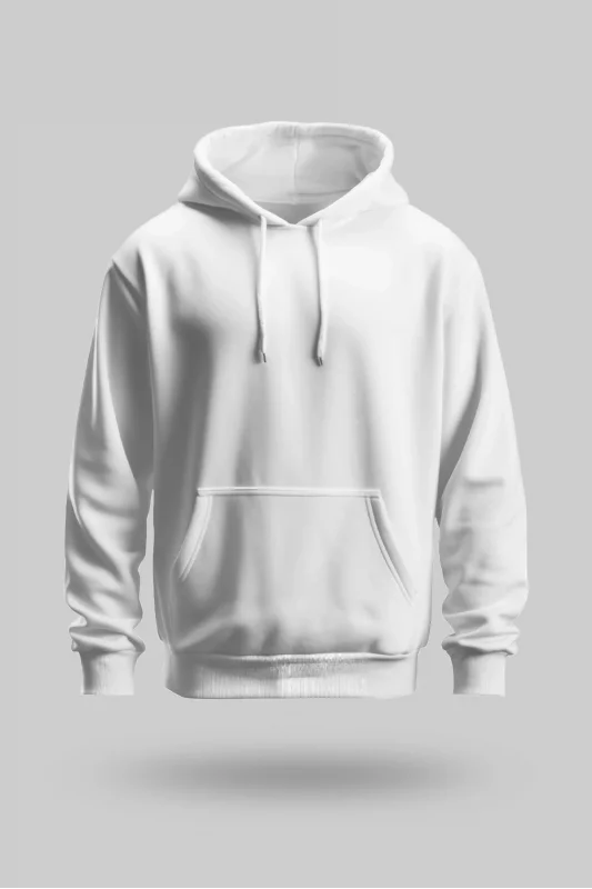 Beyaz 2 İplik İnce Kumaş Unisex Kapşonlu Sweatshirt