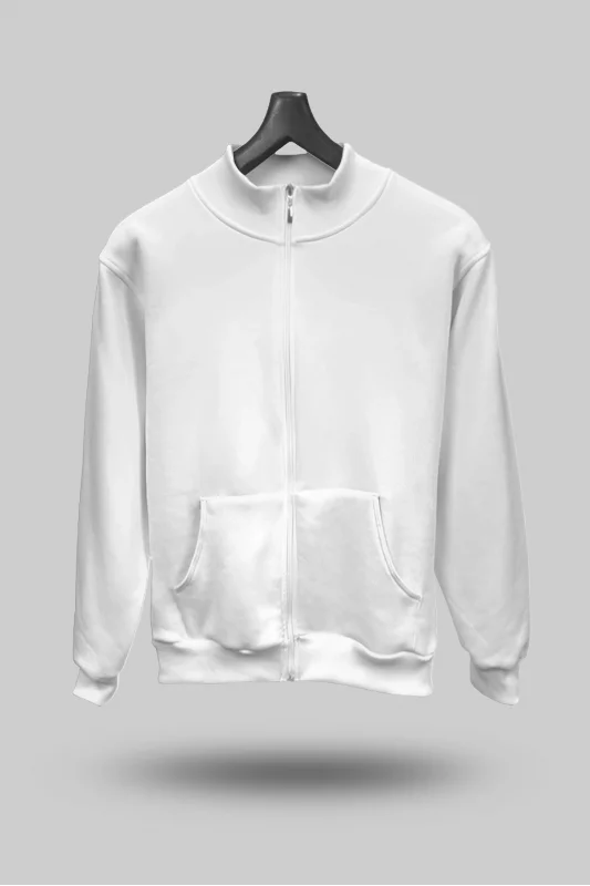 Beyaz Unisex Mevsimlik Kapşonsuz Mont