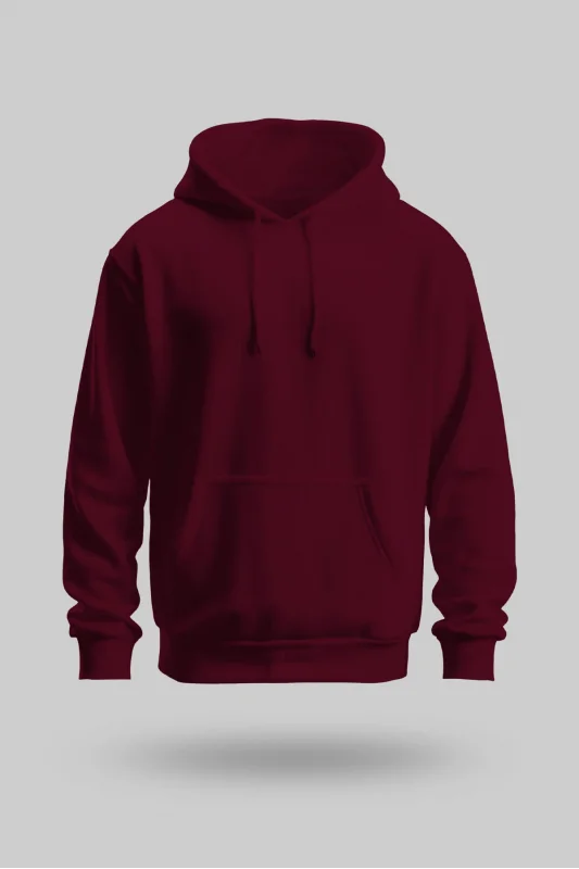 Bordo 2 İplik İnce Kumaş Unisex Kapşonlu Sweatshirt