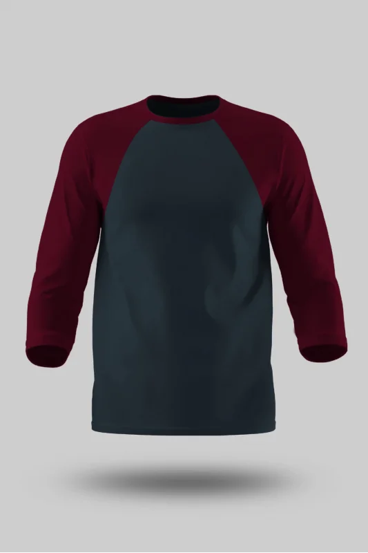 Bordo-Füme Orijinal Reglan 3/4 Kol Unisex Tişört