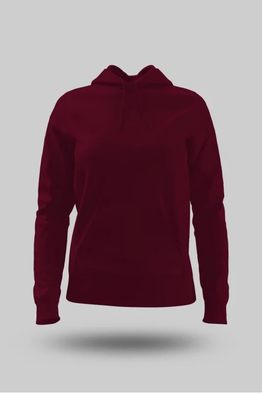 Bordo Kadın Kapüşonlu Hoodie Sweatshirt