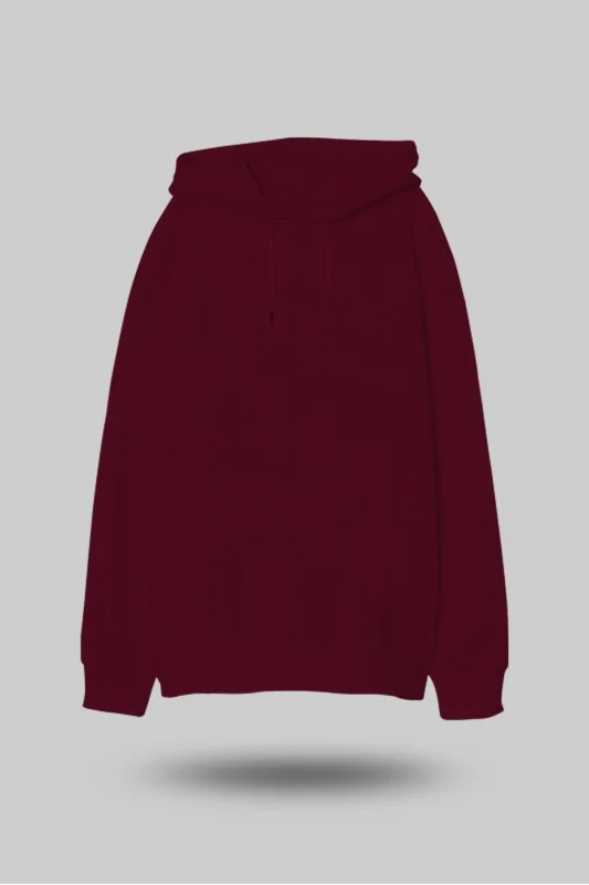 Bordo Oversize Unisex Kapüşonlu Sweatshirt