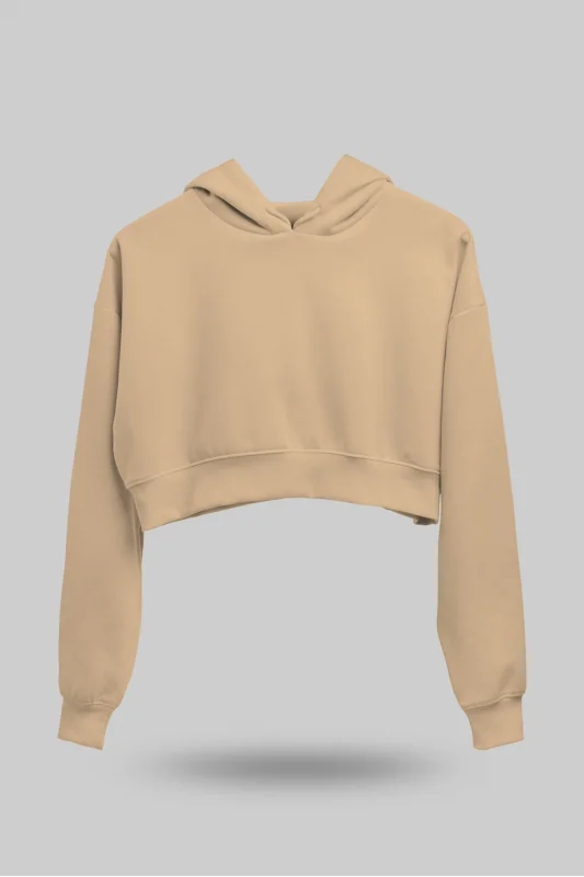 Camel Kadın Crop Hoodie Kapüşonlu Sweatshirt