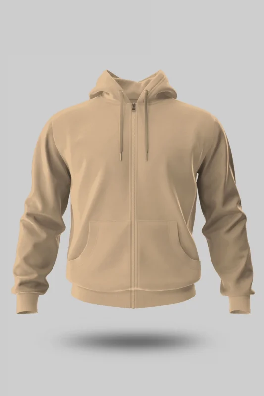 CAMEL KAPÜŞONLU FERMUARLI SWEATSHİRT