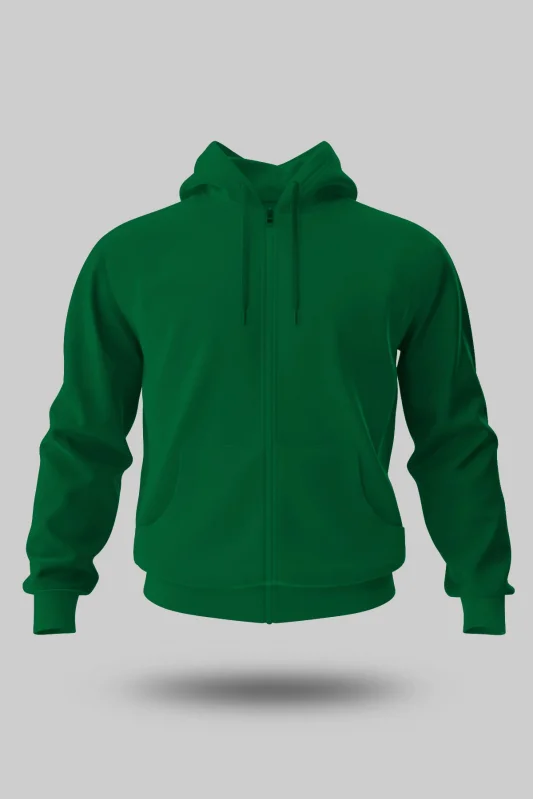 ÇİMEN YEŞİLİ KAPÜŞONLU FERMUARLI SWEATSHİRT