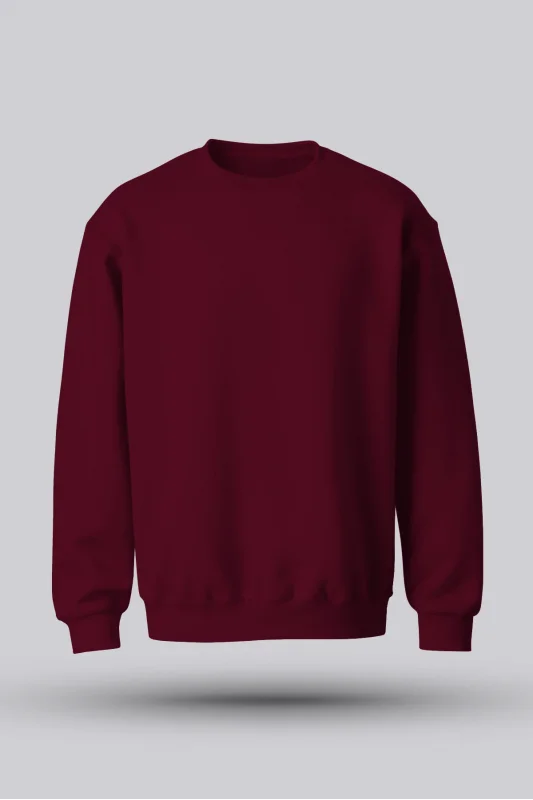 ERKEK BORDO KAPÜŞONSUZ SWEATSHİRT