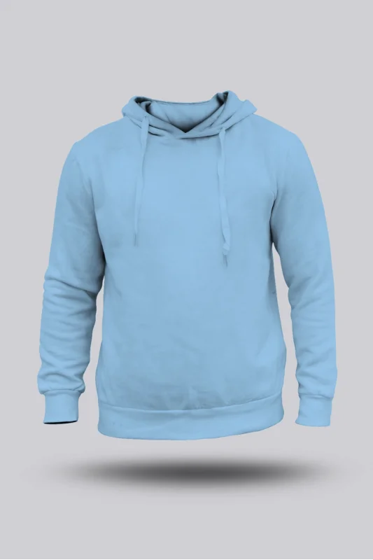 ERKEK BUZ MAVİ KAPÜŞONLU HOODİE