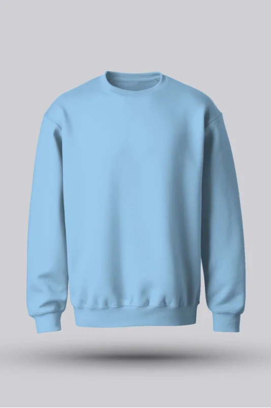 ERKEK BUZ MAVİ KAPÜŞONSUZ SWEAT