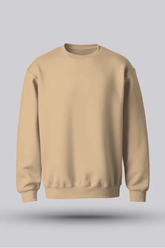 ERKEK CAMEL KAPÜŞONSUZ SWEATSHİRT