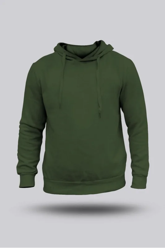 ERKEK HAKİ YEŞİL KAPÜŞONLU HOODİE