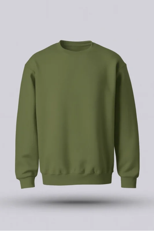 ERKEK Haki YEŞİL KAPÜŞONSUZ SWEATSHİRT