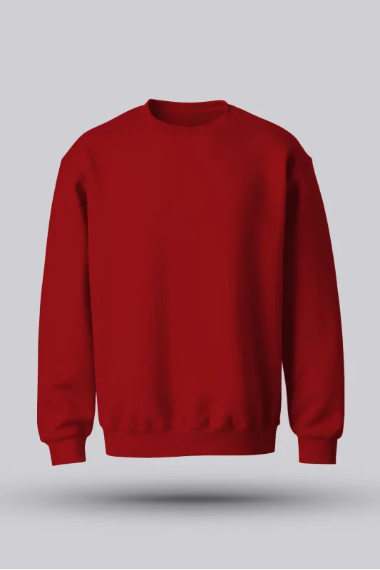 ERKEK KIRMIZI KAPÜŞONSUZ SWEATSHİRT