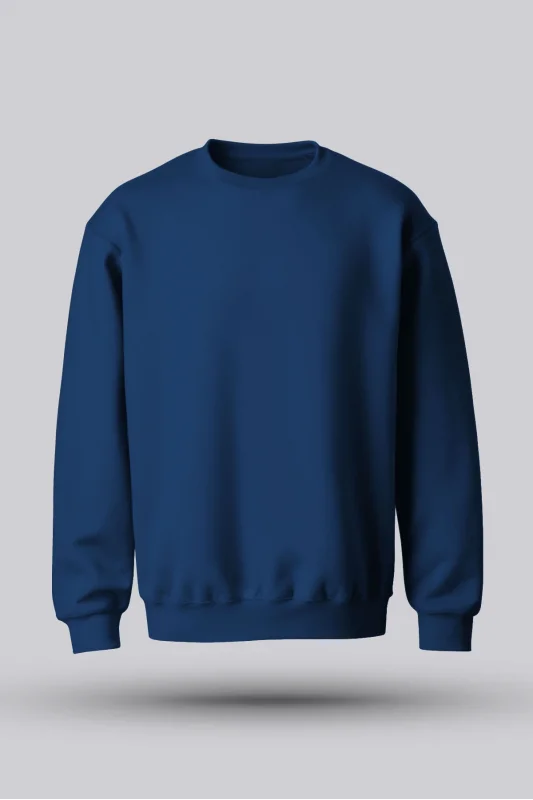 ERKEK LACİVERT KAPÜŞONSUZ SWEATSHİRT