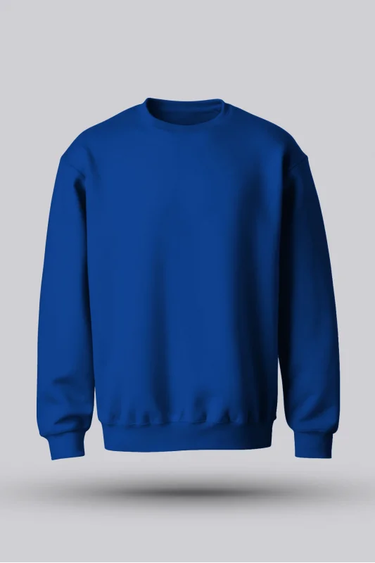 ERKEK SAKS MAVİSİ KAPÜŞONSUZ SWEATSHİRT