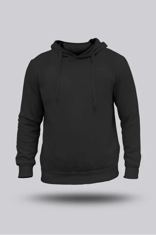 ERKEK SİYAH KAPÜŞONLU HOODİE