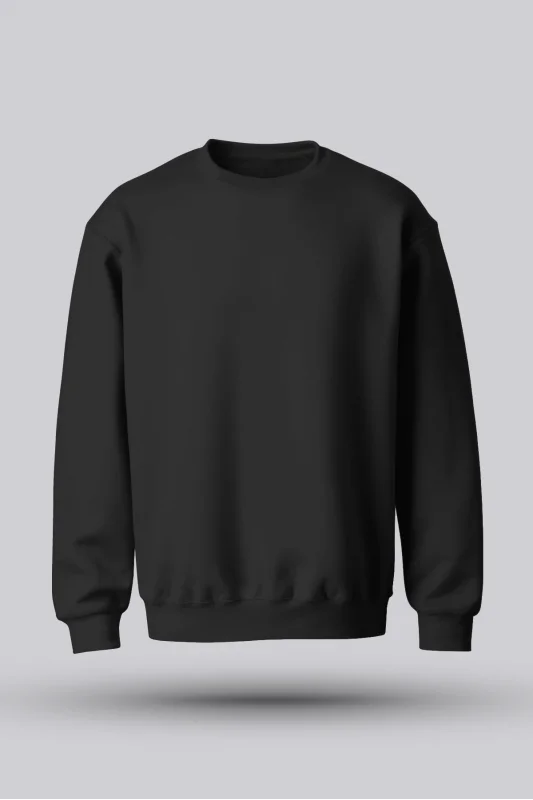 ERKEK SİYAH KAPÜŞONSUZ SWEATSHİRT