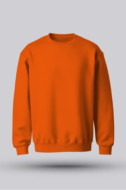 ERKEK TURUNCU KAPÜŞONSUZ SWEATSHİRT