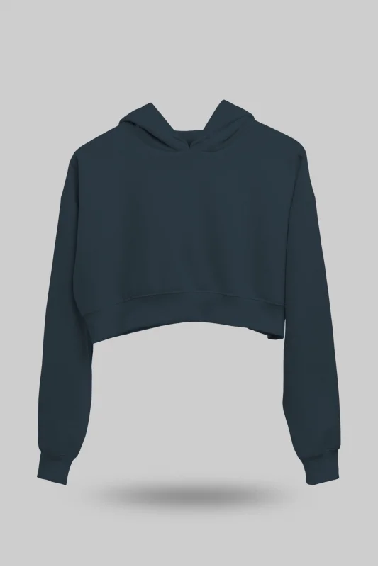 Füme Kadın Crop Hoodie Kapüşonlu Sweatshirt