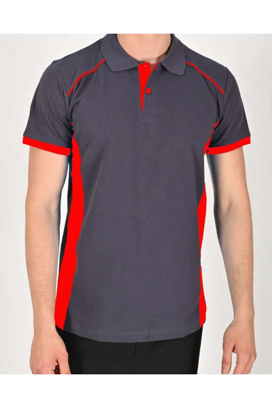 Füme LACOSTE Polo Yaka Tişört Kırmızı Yakalı PARÇALI MODEL