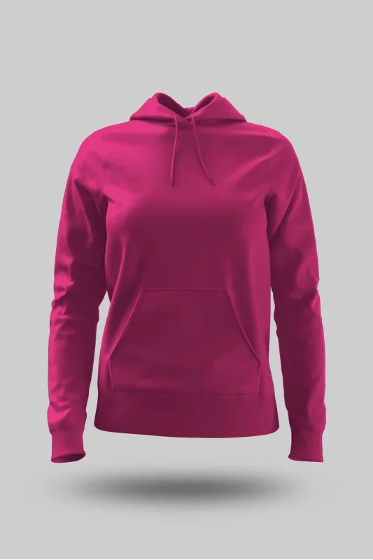 Fuşya Kadın Kapüşonlu Hoodie Sweatshirt