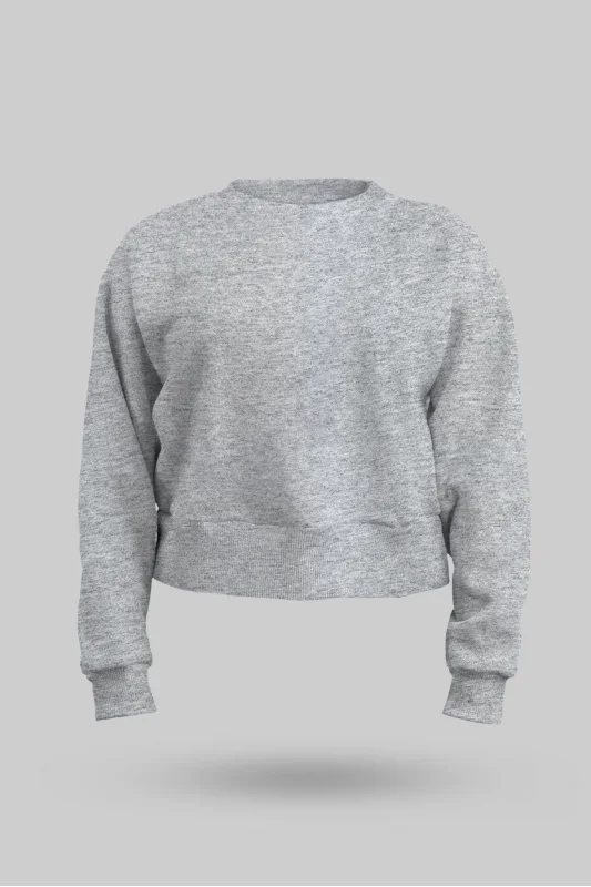 Gri Kadın Crop Sweatshirt