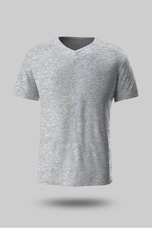 GRİ V YAKA TİŞÖRT