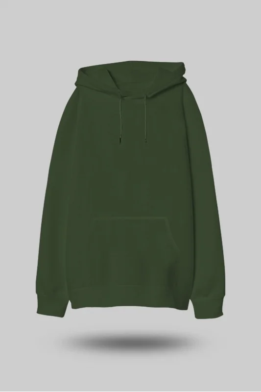 Haki Yeşili Oversize Unisex Kapüşonlu Sweatshirt