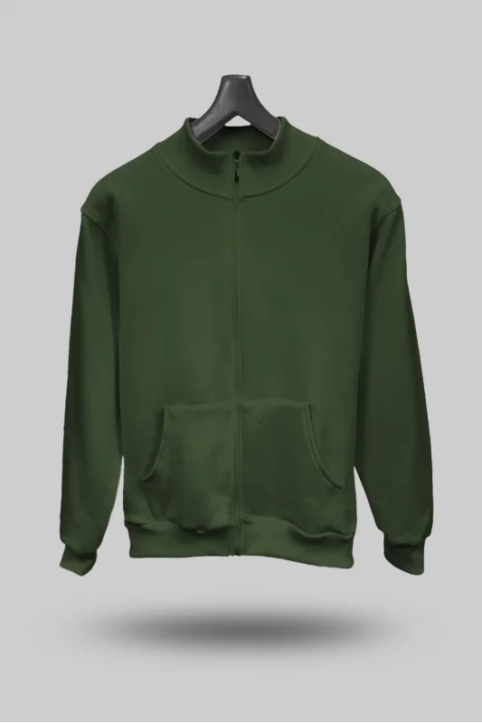 Haki Yeşili Unisex Mevsimlik Kapşonsuz Mont