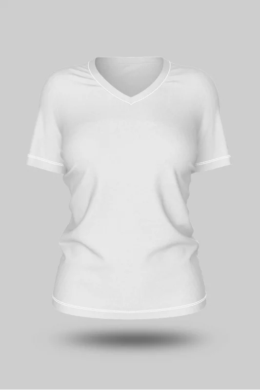 KADIN BEYAZ V YAKA TİŞÖRT