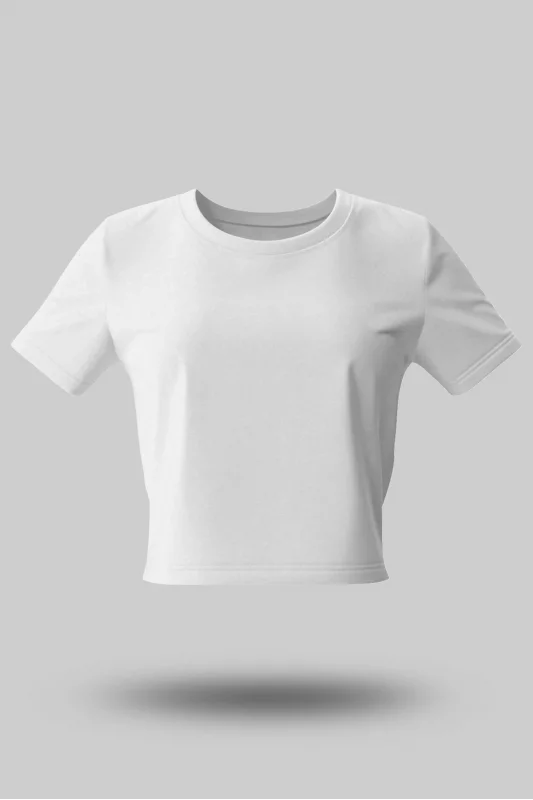 Beyaz Kadın Crop Basic Tişört