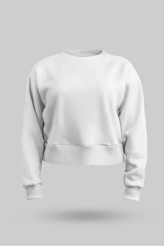 Beyaz Kadın Crop Sweatshirt