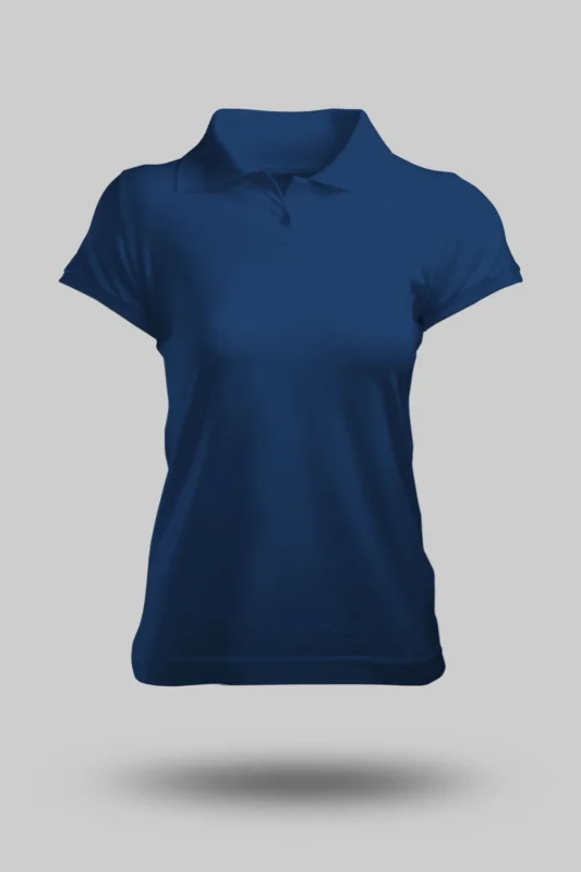 KADIN LACİVERT POLO YAKA TİŞÖRT