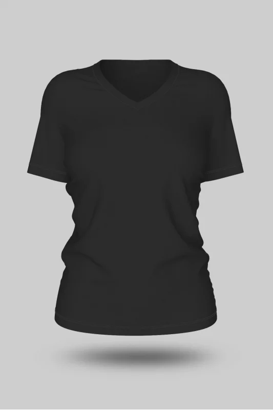 KADIN SİYAH V YAKA TİŞÖRT