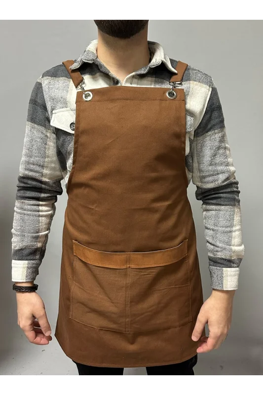 Kahverengi Deri Deytaylı Mutfak Önlüğü