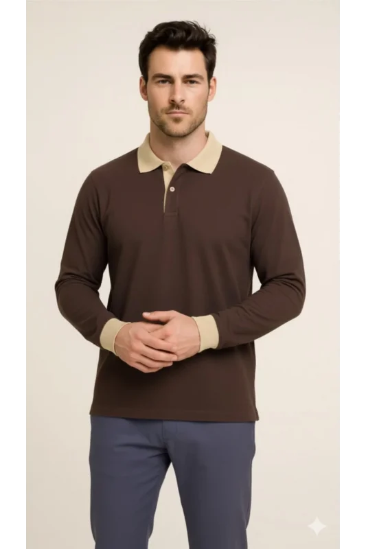 Kahverengi Polo YAKASI Bej