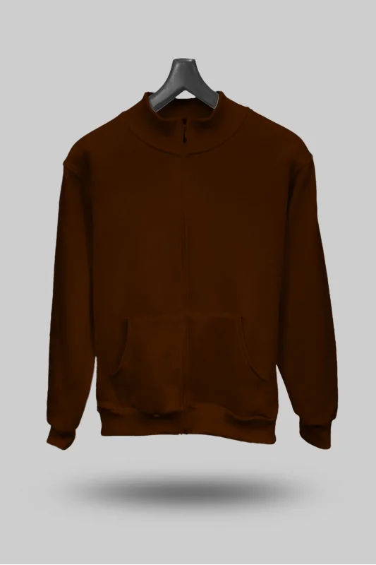 Kahverengi Unisex Mevsimlik Kapşonsuz Mont