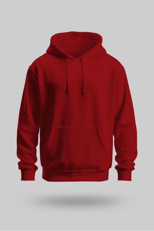 Kırmızı 2 İplik İnce Kumaş Unisex Kapşonlu Sweatshirt