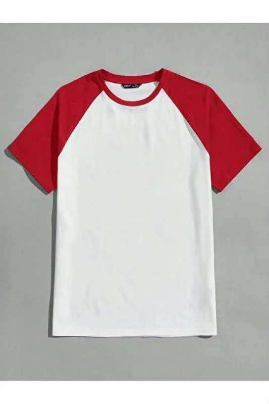 Kırmızı-Beyaz Orijinal Reglan 3/4 Kısa Kol