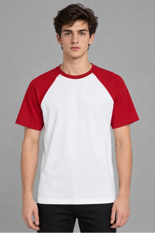 Kırmızı-Beyaz Orijinal Reglan 3/4 Kısa Kol